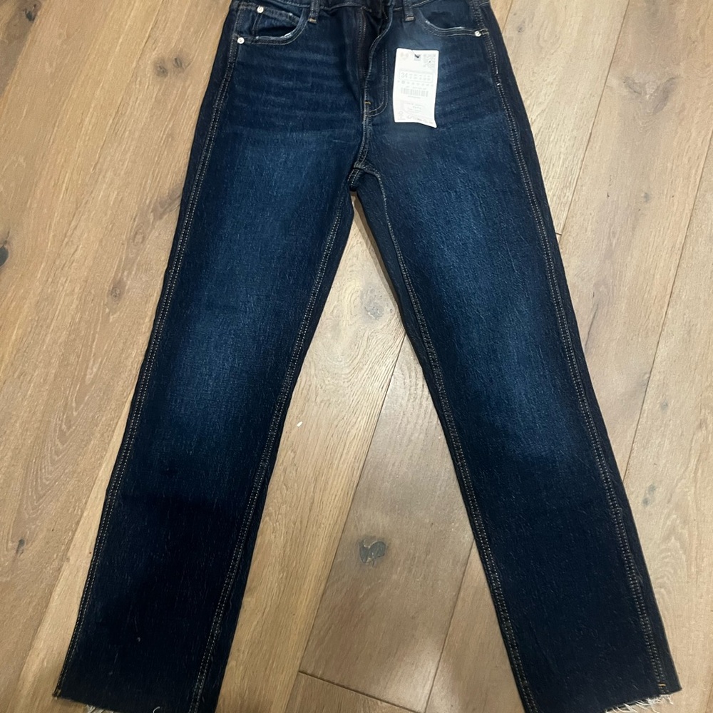 Zara High-Rise Slim Jeans in Dark Blue